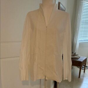 Lafayette 148 White Zip-Up Shirt/Jacket